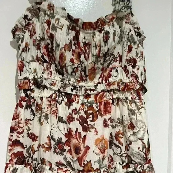 Anthropologie square Neck sleeveless ruffle tiered midi dress size Med - Picture 5 of 7